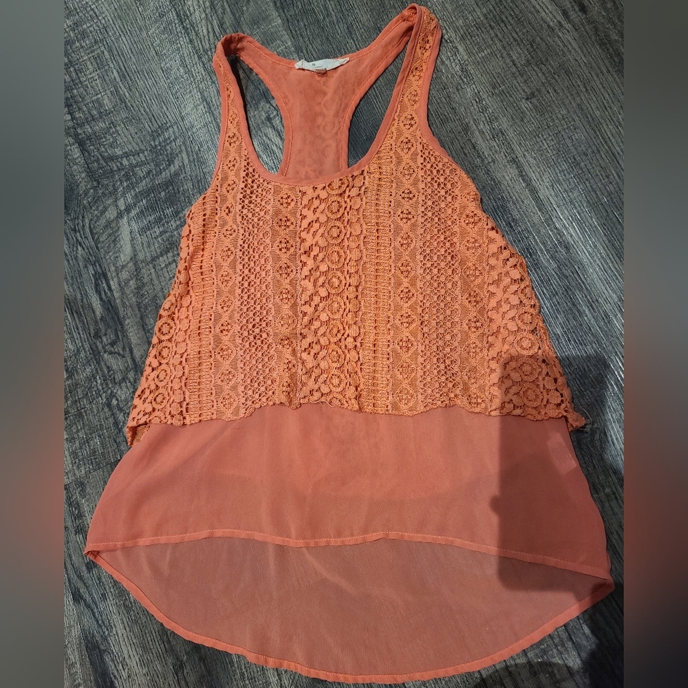 Orange Lace Tank Top